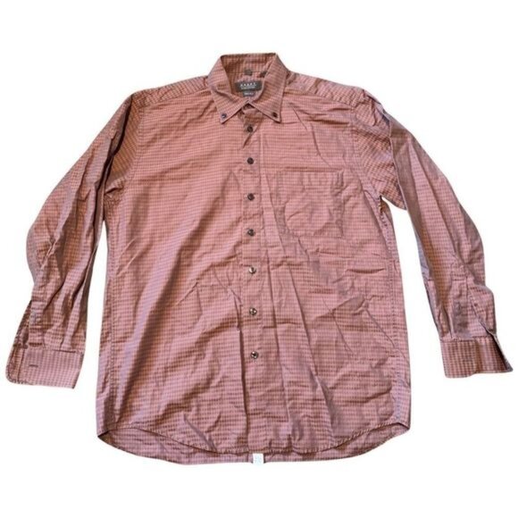 Haupt of Germany 16 1/2 Brown Diamond Plaid Dress Shirt - Picture 1 of 3